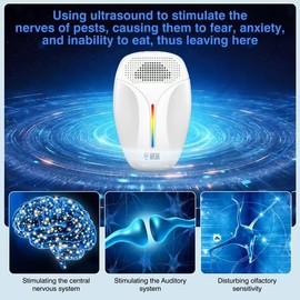 Upgraded Ultrasonic Repeller & Insect Indoor Repeller,Ultrasonic and Repellent for Roach,Rodent,Mouse,Bugs,Mosquito,Mice,Spider,Ant,3 Mode Switching,6 Packs