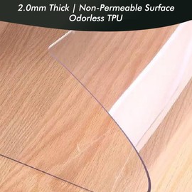 2.0mm Thick,TPU Transparent Desk Mat 24x16 Inch, Non-Toxic & Non-Slip Table Protector for Kids Study Desk, BPA-Free Clear Desk Pad, Easy to Clean Eco-Friendly Office Mat (61x41cm), Clear Desk Mat