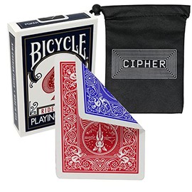 Bicycle and Cipher Playing Cards Double Back - Gaff Bicycle Deck - Includes Cipher Playing Cards Bag (Red/Blue)