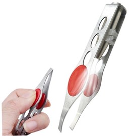 Pinzas para cejas de acero inoxidable con luz para vello facial femenino. Pinzas de aseo manuales pulidas y con agarre antideslizante para maquillaje hogar y salón.