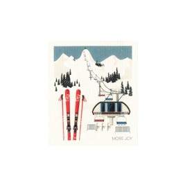 More Joy Christmas Ski Mountian Design Dishcloth, Kitchen Accessories, Holiday Season