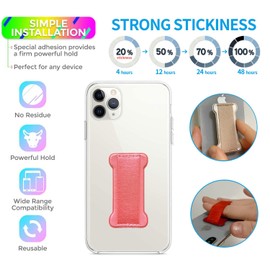 WUOJI Cell Phone Finger Grip Strap Holder for Hand, Finger Strap Phone Holder, New Slim Finger Loop Selfie Grip Compatible with Most Smartphones -2Pack(Black Pink)