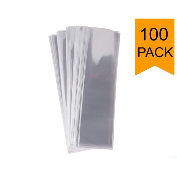 Golden Leaf Pack of 100 Clear Cello/Cellophane Bags, 2 X 10-Inch (5x25.4cm). Perfect Pretzel Bag or long treats