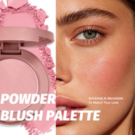 Sweet Pink Blush Palette, Blendable Matte Powder Blush for Cheeks