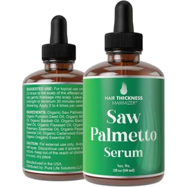 Saw Palmetto Serum for Hair Growth and Thickening - With Rosemary, Peppermint, Pumpkin Seed Oils. Vegan Moisturizing and Strengthening Scalp Treatment for Women, Men, Weak, Dry, Frizzy Hair 2oz