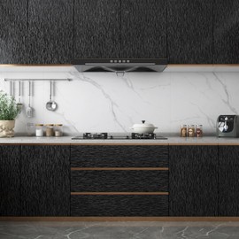 YENHOME 17.7"X200" Stainless Steel Wallpaper for Appliances Dishwasher Fridge Refrigerator Wrap Cover Silver Black Glossy Removable Wallpaper Self Adhesive Vinyl Film for Cabinets