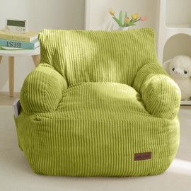 MAXYOYO Kids Bean Bag Chair, Stuffed Toddler Bean Bag Sofa with Filler Bean Bag Chair for Boys and Girls, Lazy Sofa with Pocket Floor Chair for Gaming, Reading, Green