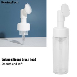 KooingTech 150ML Foam Pump Bottle with Brush, Lotion Dispensing Bottle, Plastic Facial Cleansing Foam Bottle, Portable Facial Cleanser Dispenser(150ML)