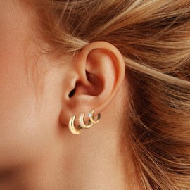 Wgoud Small Gold Hoop Earrings Set for Women, 6 Pairs 14K Gold Plated Hypoallergenic Lightweight Huggie Hoops Earrings, Gold Cartilage Cubic Zirconia Earrings for Women Gifts. (E-Gold hoops)