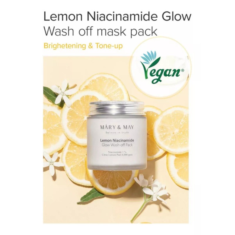 Mary&may Lemon Niacinamide Glow Wash Off Pack 125g K-beauty