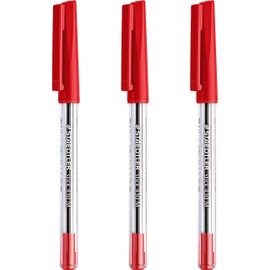 STAEDTLER Medium 0.5mm 430 Stick Ballpoint Pens Writing Pen Smooth - Red Ink - Pack Of 3