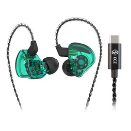 CCZ Melody Type-C in Ear Monitors, Dynamic Hybrid Dual Driver in Ear Headphones 1BA+1DD HiFi Wired Headphones Musicians IEM Upgrade Deep Bass Suitable for Audiophile Musician (Melody-Green, No MIC)…