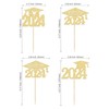 Paquete de 24 tapas de graduación con purpurina dorada 2024,