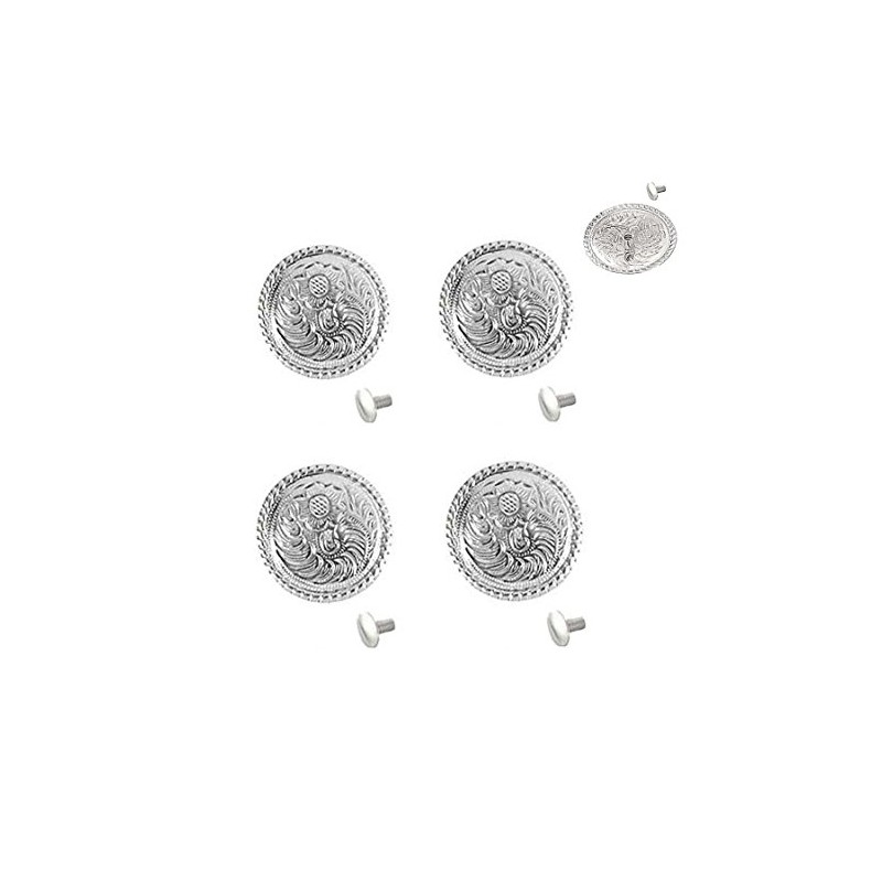 1 Set of Silver Bright 3/4" Round Conchos W/ 1/4"