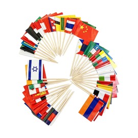 JEXOWIQ Pack of 100 Toothpicks, Cocktail Flags, World Flags Flags, Small Toothpicks for Eurovision, Olympic Cupcake Toppers, Toothpicks, Party Decoration, Pub Decoration, Suitable for Cakes,