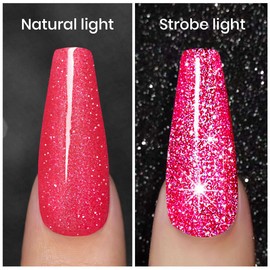Diamond Gel Nail Polish, Neon Hot Pink Nailpolish, Reflective Shiny Gel Polish, Spring Summer Gelpolish Colors for DIY Nail Art Design UV LED Cure Required RAR90