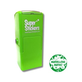 Superstickers Teacher Stamp - Marvellous Maths Cloud Design - Green Ink - Self Inking Education Stamper For Marking - 23 x 23mm