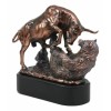 Wall Street Stock Market Charging Bull Trouncing Bear Statue With