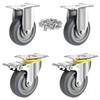 TONKI 5" Heavy Duty Quiet Caster Wheels Set (4-Pack) -