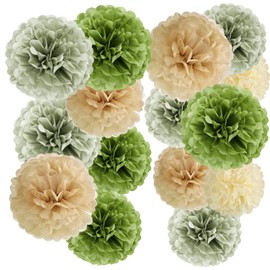 Easy Joy Wedding Party Decorations 15PCS Sage Green Tissue Paper Pom Poms Green Hanging Party Decorations for Neutral Birthday Baby Shower Bridal Shower Summer Garden Wedding