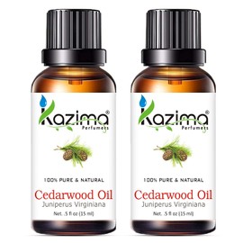 KAZIMA Cedarwood Essential Oil (Pack of 2) with Dropper 15ml Pure Natural - Ideal for Hair Growth, Hair Growth & Skin, Acne and Dry Scalp