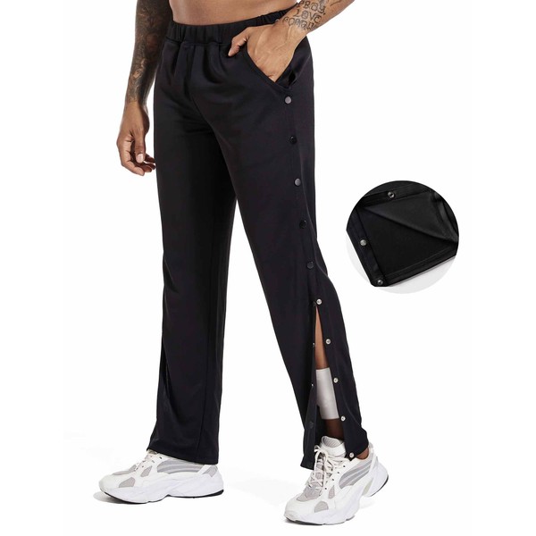 Tearaway Pants-Post Surgery Snap Button Tear Away Elastic Waist Sweatpants,rip