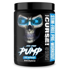 JNX SPORTS The Curse Pump  Stim-Free Pre-Workout  Blue Raspberry 40 Serves  Caffeine-Free Pump Pre Workout, Non-Stim Nitric Oxide Preworkout for Men  