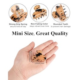 MAORULU Paquete de 2 mini pinzas de acetato para el pelo: pinzas pequeñas y duraderas de 4 cm para mujeres y niñas, de sujeción fuerte, para flequillo