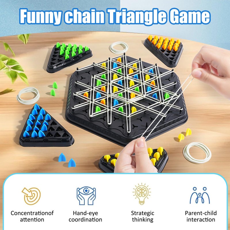 DTXYBC Triggle Game Rubber Bands, Chain Triangle Chess Game, Brain