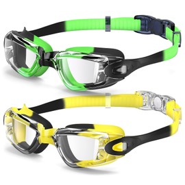 Braylin Kids Swim Goggles, 2-Pack Swimming Goggles for Children, Teens, Boys or Girls, Anti-Fog Clear Vision Swim Pool Goggle