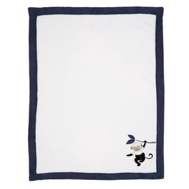 Lambs & Ivy Jungle Party White/Navy Monkey Soft Fleece Baby Blanket
