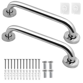 Bathroom Grab Rails, Happybase 2pcs 12 inch Hand Rail for Disabled, Safety Grab Bars, Stainless Steel Shower Handle, Bath Grips for Elderly Handicap Children Disability Aids