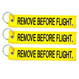 Apex Imports 3X Remove Before Flight Yellow/Black Key Chain 5.5" x 1" Motorcycle ATV Car Truck Keychain