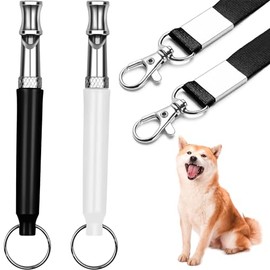 2 Pack Dog Whistles to Stop Neighboring Dog Barking, Professional Recall Dog Training Whistles, Adjustable Ultrasonic Dog Whistle, Training Device for Bark Control with Black SC