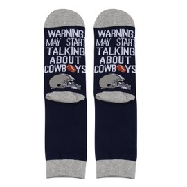 PXTIDY American Football Gift Socks Football Fans Gift Warning May Start Talking About Football Novelty Socks