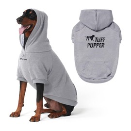 Tuff Pupper Dog Hoodie | Premium Quality 100% Organic Cotton | Ultra Soft Interior for Superior Comfort | Elastic Cuffs & Drawstring for Warmth | Stretch Fit Suitable for All Breeds (Gray, 5XL)