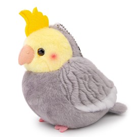 PuffPurrs Charming Grey Cockatiel Plush Keychain - 4.4-inch Bird Stuffed Toy, Ideal Accessory for Bags and Keys, Gift for Bird Enthusiasts