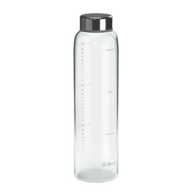 Bluevua Glass Water Bottle, 18 Oz High Borosilicate Glass with Time Marker, and Stainless Steel Leak Proof Lid, Compatible With RO100ROPOT-Travel Reverse Osmosis System
