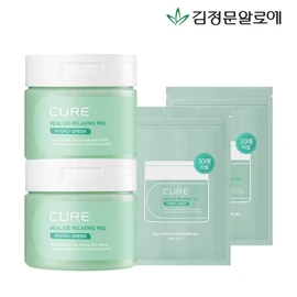 Kim Jeong-moon Aloe Cure Relax Toner Pads 2 boxes + 2 refills (total 180 sheets) / 김정문알로에 큐어 릴렉스 토너패드2통+리필 2개 (총180매)