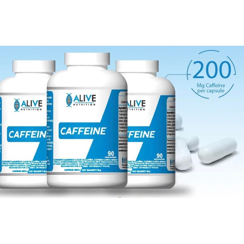 Caffeine capsules. 200 mg. Energising against fatigue. Caffeine capsules (90).