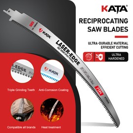 KATA Reciprocating Saw Blades for Pruning - 3-Pack 15 Inch Arc Edge Wood Cutting Curved Blades - SK5 Japanese Teeth 7TPI Saw Blade Set - Flush Cut Tree Trimming Tools for Thick Branch, Shrubs, PVC