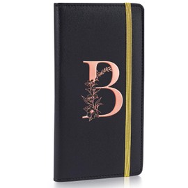 MHJY Checkbook Covers for Personal Checkbook, RFID Blocking Checkbook Holder Alphabet Checkbook Cover for Duplicate Checks, Black B