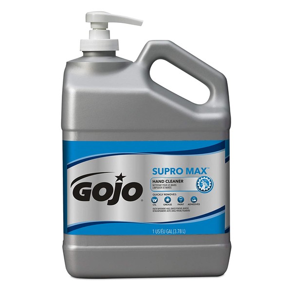 GOJO SUPRO MAX Hand Cleaner, 1 Gallon Heavy-Duty Hand Cleaner with Gentle Scrubbers Pump Bottle (Pack of 2) – 0979-02
