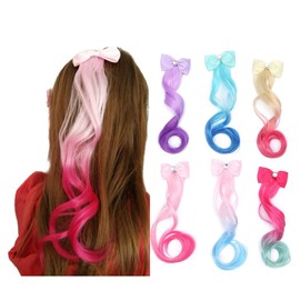 SATPULOT Wig, Extension, Hair Extension, Children, Gradient, Ribbon Curly Hairpin, Ponytail, Colorful Wig, Point Wig, Kids Extension, Hair Extension, Hip Hop, Colorful, Hair Lotion, One-Touch, Kids,