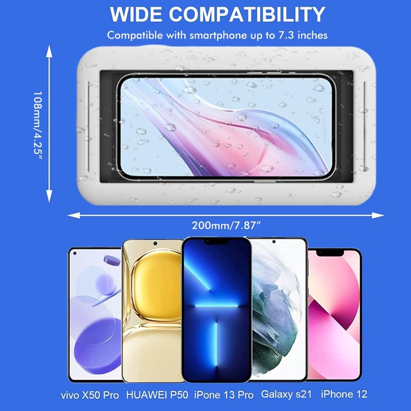 Shower Phone Holder Waterproof Antifog Phone Wall Mount for Bathroom