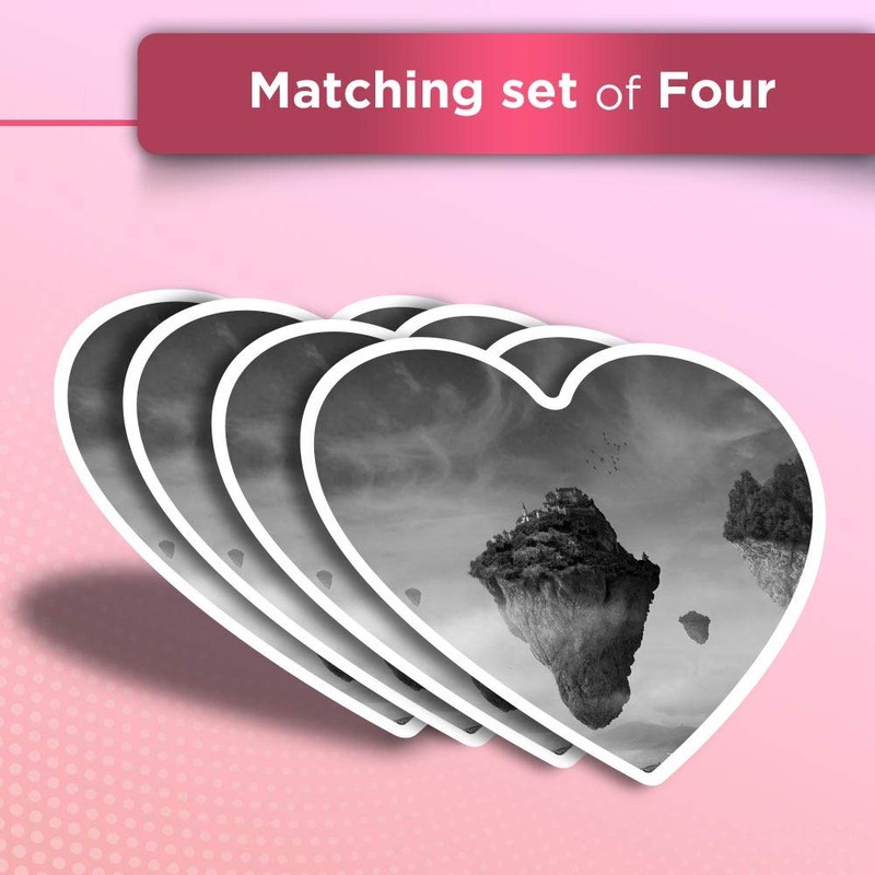 Vinyl Heart Stickers (Set of 4) - BW - Floating