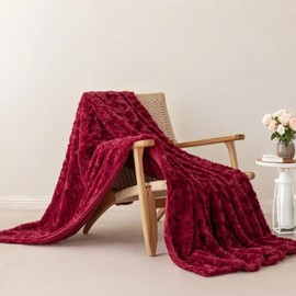 ALPHA HOME Blanket Soft Blanket, Lightweight Fluffy Blanket Throw Size, Luxury Home Decor Blankets for Couch, Sofa, Bed, Wine Red