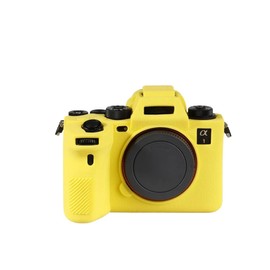 STSEETOP Camera Case for Sony A1 - Protective Silicone DSLR Skin Cover, Detachable Cage, Shockproof, Dustproof (Yellow)