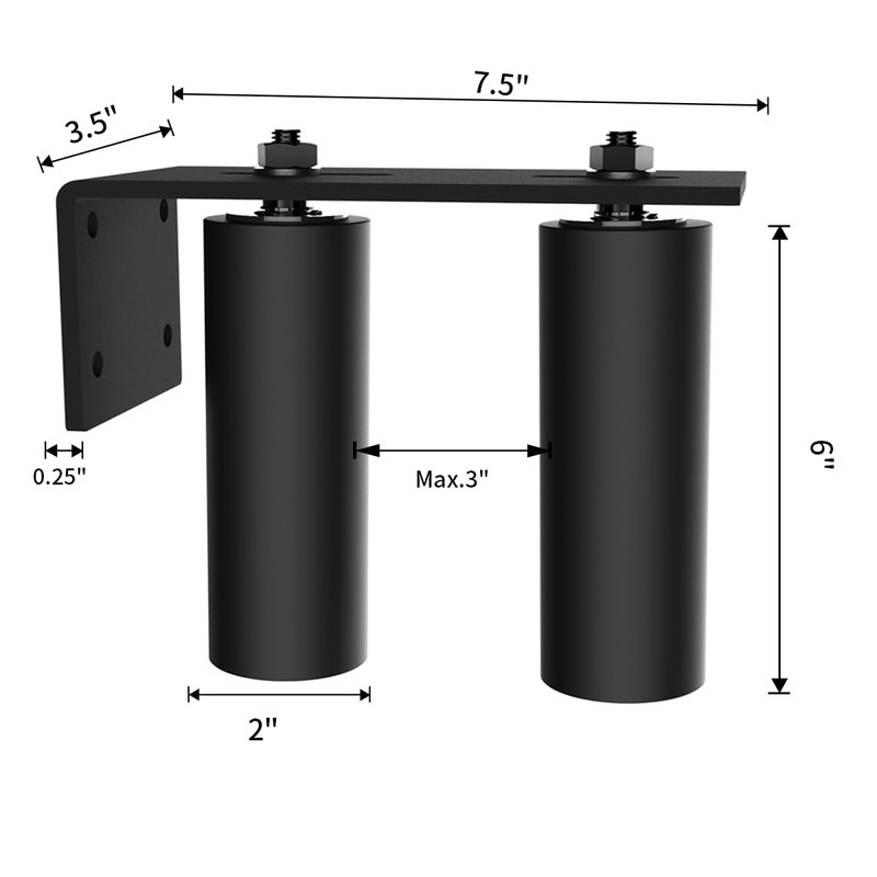 SongYung 6" Gate Roller Guide with L-Bracket, Universal Adjustable Gate