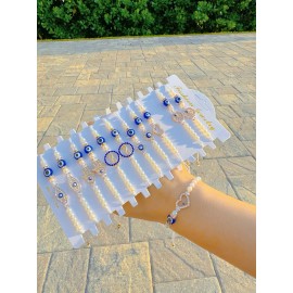 Evil Eye 24- Bead Evil Eye Bracelet Women Lucky Charm bulk yin yang adjustable fashion